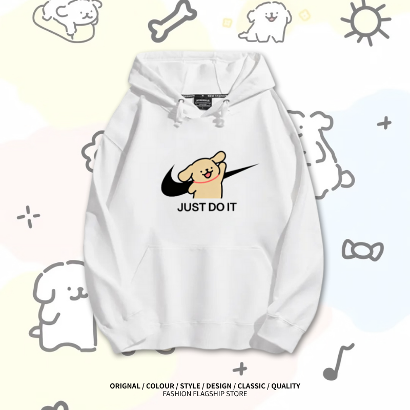 線條小狗新款 親子情侶男女款連帽衛衣