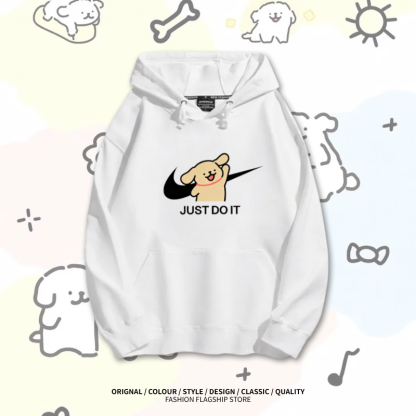 線條小狗新款 親子情侶男女款連帽衛衣