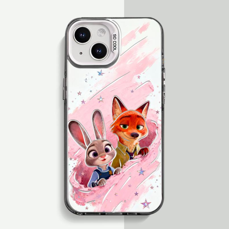 動物方城市彩銀線條手機殼