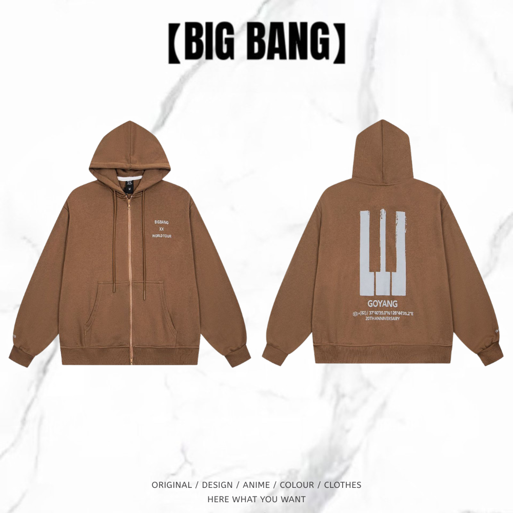 BIGBANG 世巡〈COSMOS〉拉鍊連帽衛衣｜字母印花休閒外套