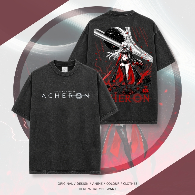 黃泉 ACHERON 水洗做舊印花短袖T恤