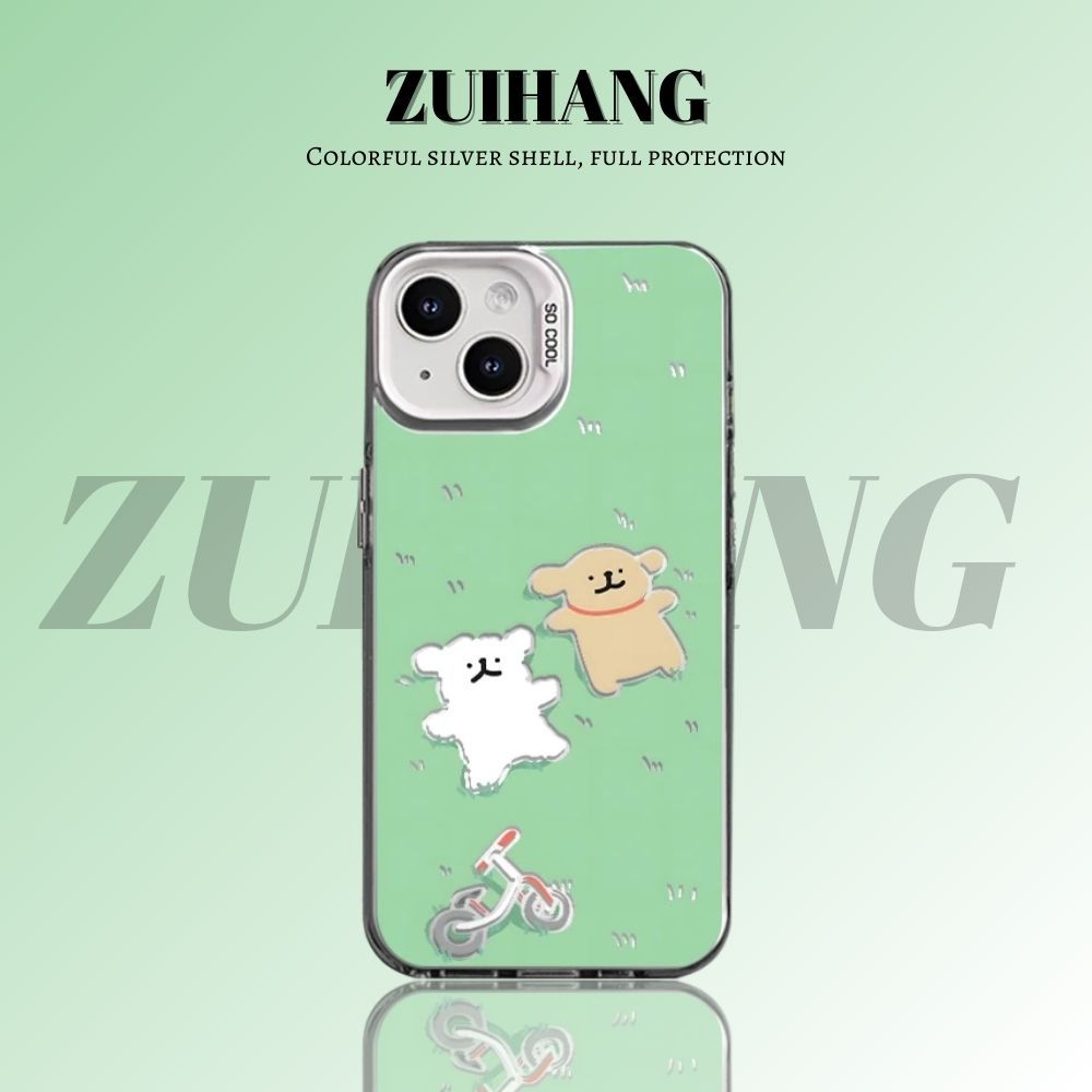 綫條小狗彩銀線條漸變防摔手機殼-ZUIHANG SHOP