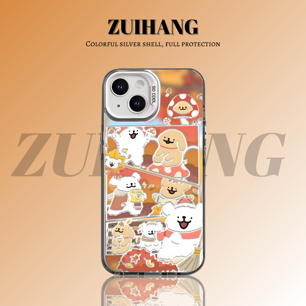 綫條小狗彩銀線條漸變防摔手機殼-ZUIHANG SHOP