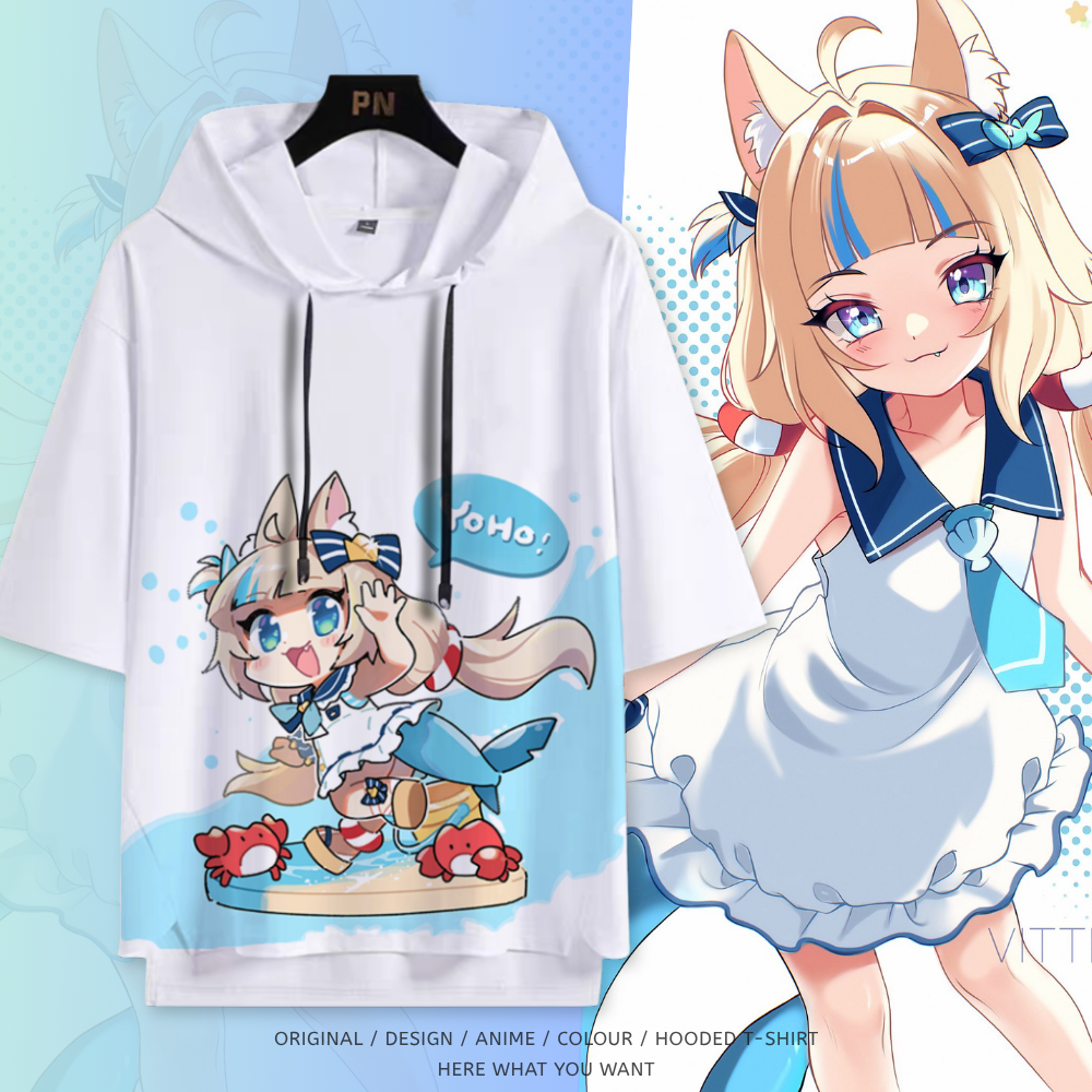 YouTuber 虛擬主播 Sameko Saba 鯊魚子 連帽短袖T恤-ZUIHANG SHOP