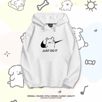 線條小狗新款 親子情侶男女款連帽衛衣