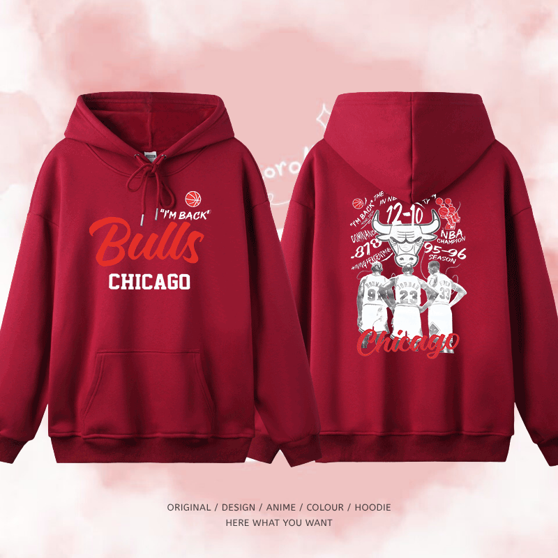 NBA公牛隊 2025秋冬新款 親子情侶裝連帽衛衣