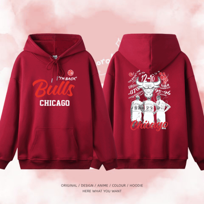 NBA公牛隊 2025秋冬新款 親子情侶裝連帽衛衣