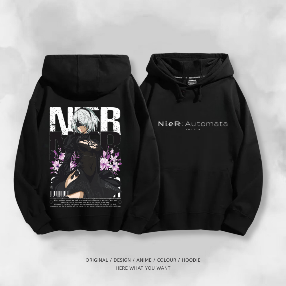 尼爾自動人形 秋冬新款 親子情侶裝連帽衛衣