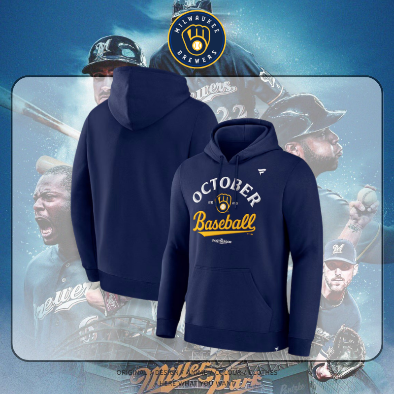 MLB 釀酒人隊 Brewers 美式復古加絨連帽外套｜棒球風衛衣