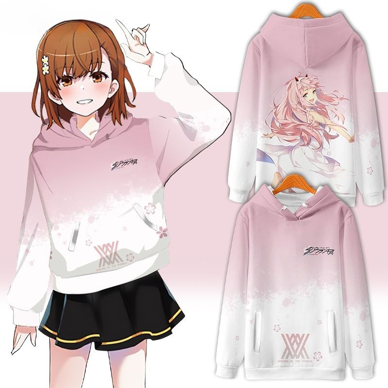 DARLING in the FRANXX 動漫周邊 秋冬潮流寬鬆休閒連帽T