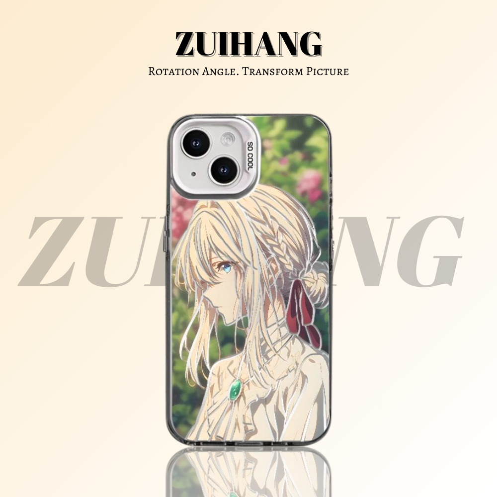 紫羅蘭永恆花園彩銀線條漸變防摔手機殼-ZUIHANG SHOP
