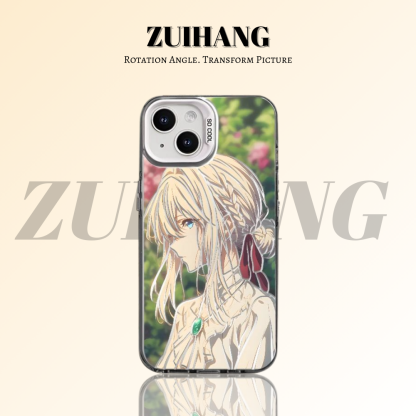 紫羅蘭永恆花園彩銀線條漸變防摔手機殼-ZUIHANG SHOP
