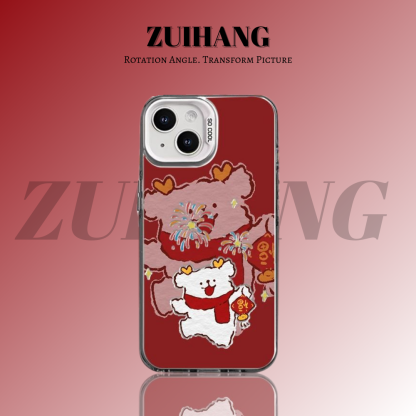 綫條小狗彩銀線條漸變防摔手機殼-ZUIHANG SHOP