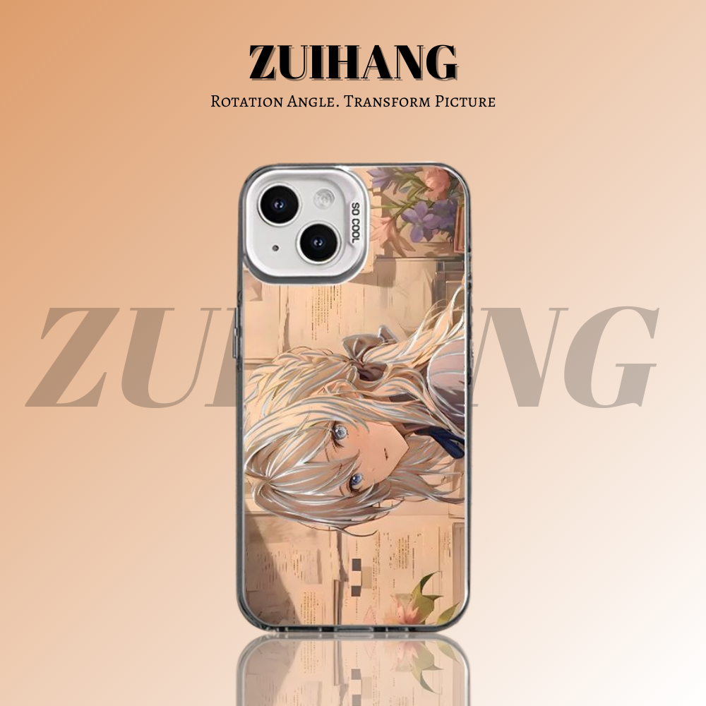 紫羅蘭永恆花園彩銀線條漸變防摔手機殼-ZUIHANG SHOP