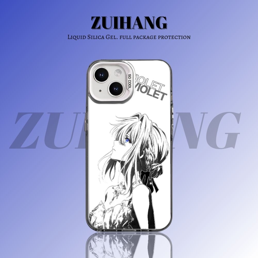 紫羅蘭永恆花園彩銀線條漸變防摔手機殼-ZUIHANG SHOP