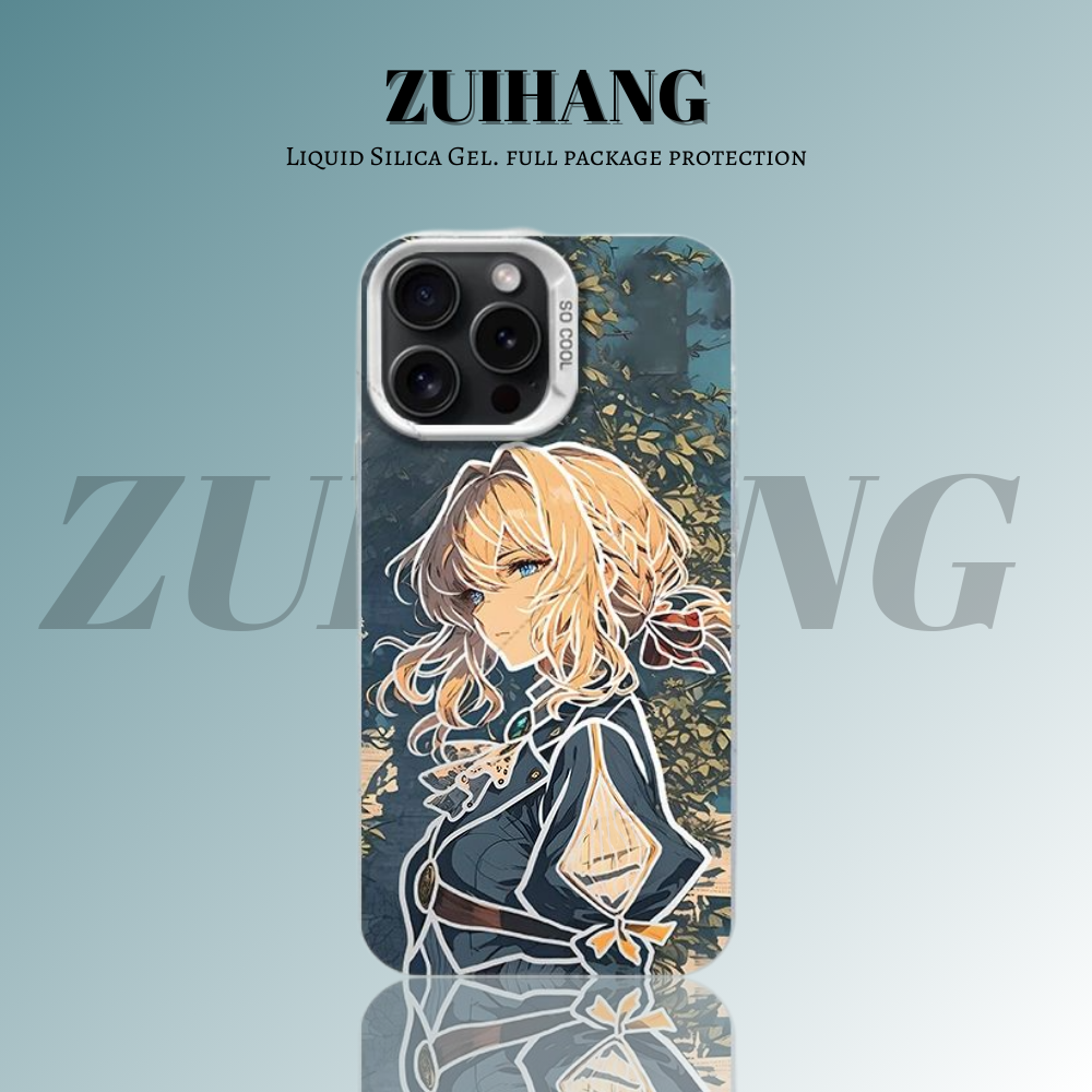 紫羅蘭永恆花園彩銀線條漸變防摔手機殼-ZUIHANG SHOP