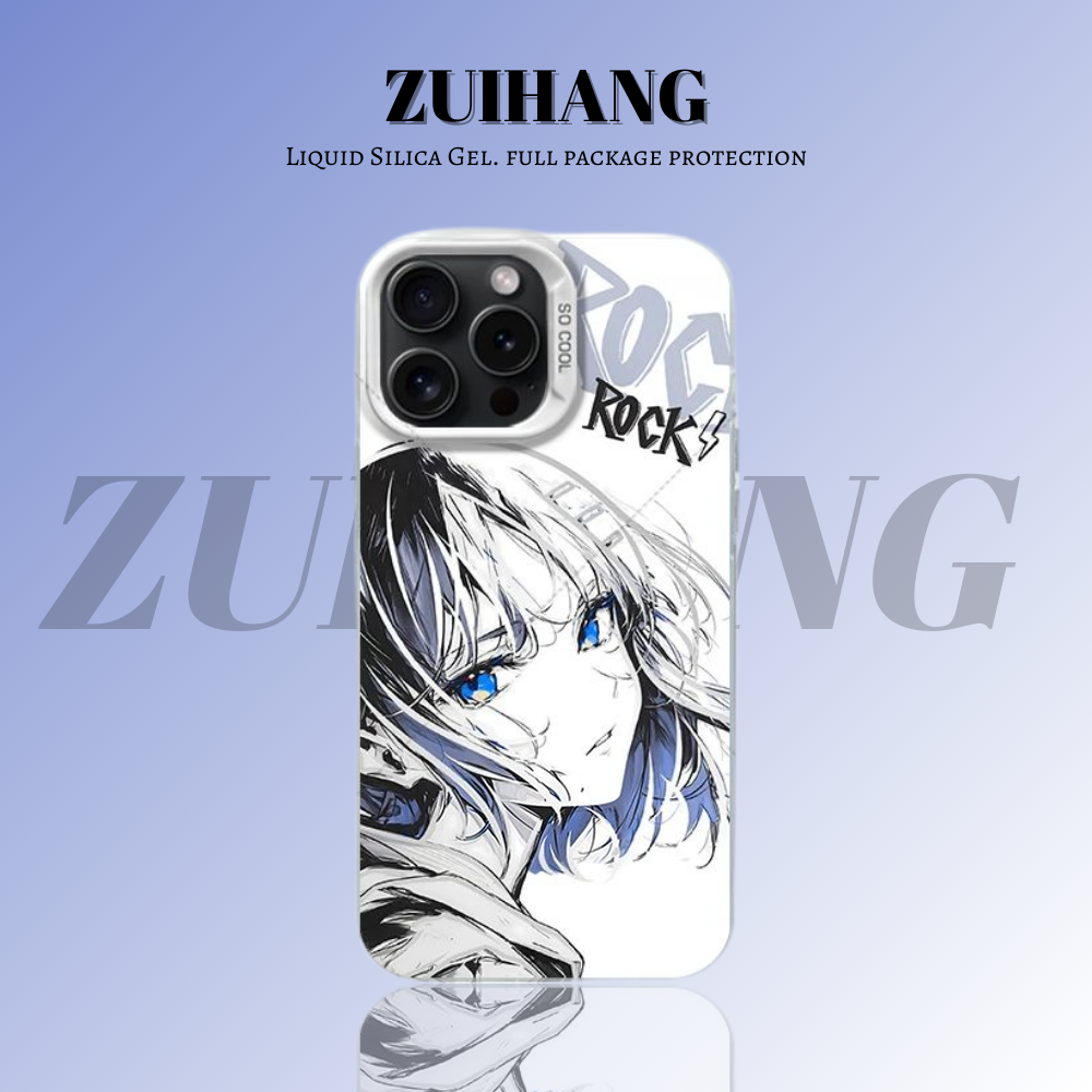 孤獨搖滾彩銀線條漸變防摔手機殼