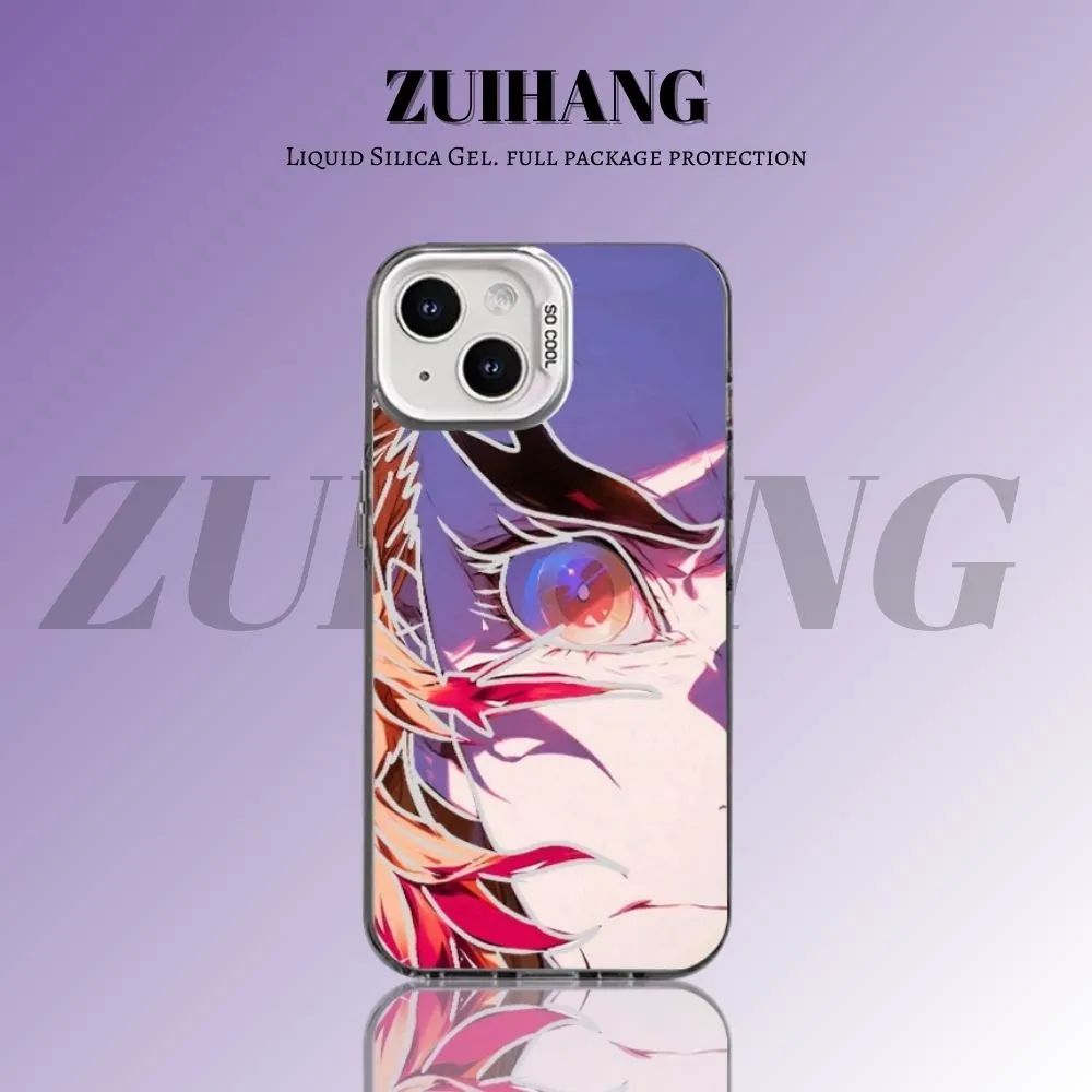 鬼滅之刃 極光彩銀 線條漸變防摔手機殼-ZUIHANG SHOP