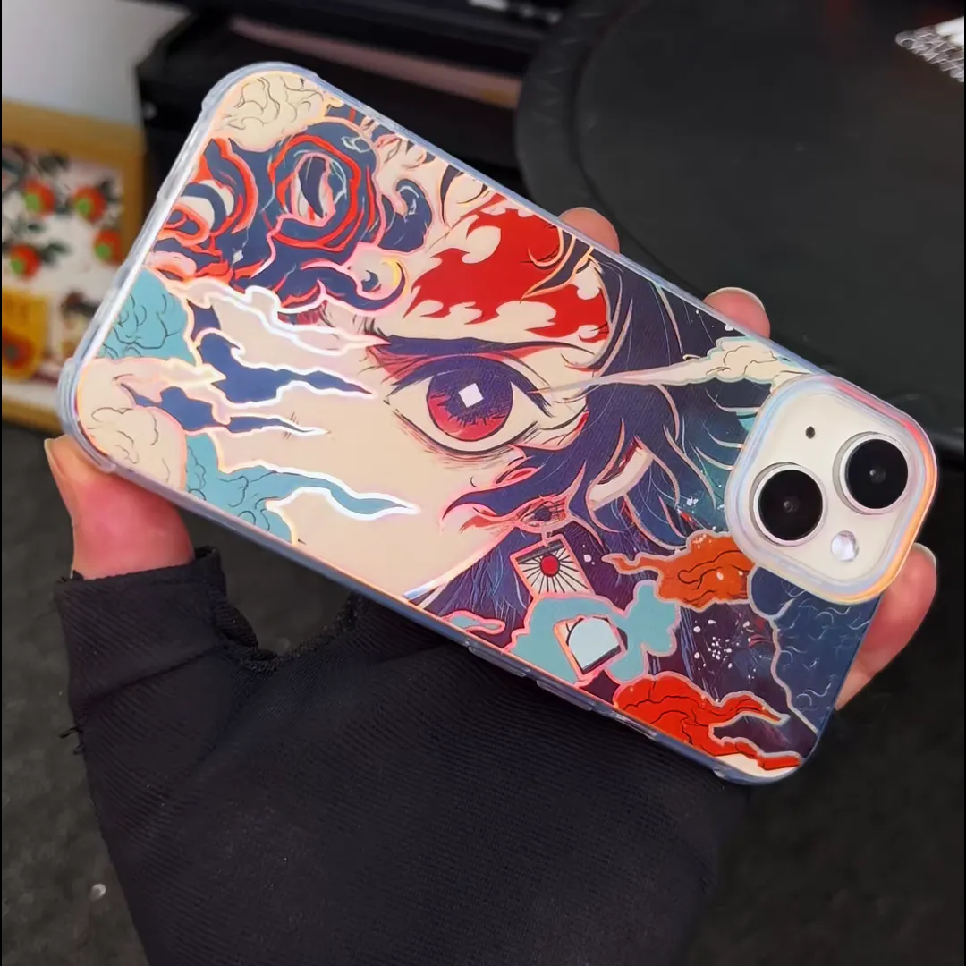 鬼滅之刃 極光彩銀 線條漸變防摔手機殼-ZUIHANG SHOP