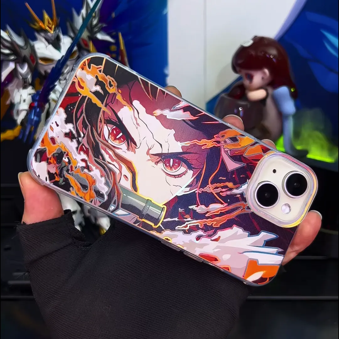 鬼滅之刃 極光彩銀 線條漸變防摔手機殼-ZUIHANG SHOP