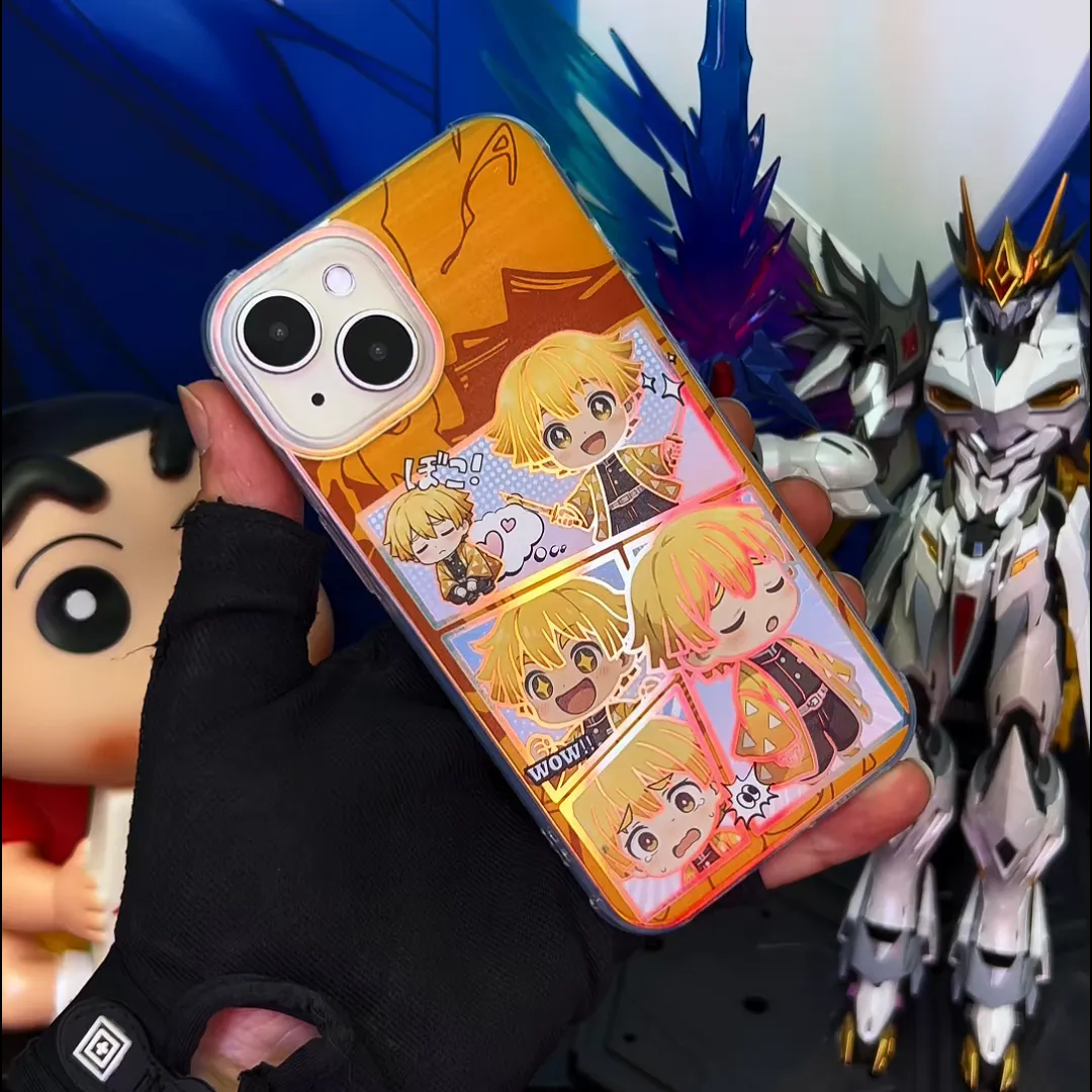 鬼滅之刃 極光彩銀 線條漸變防摔手機殼-ZUIHANG SHOP