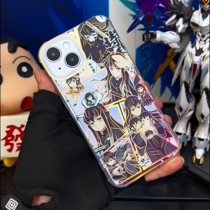 鬼滅之刃 極光彩銀 線條漸變防摔手機殼-ZUIHANG SHOP