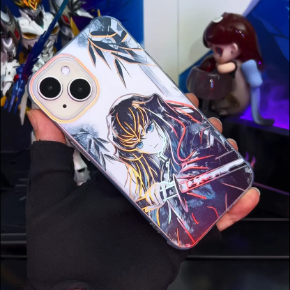 鬼滅之刃 極光彩銀 線條漸變防摔手機殼-ZUIHANG SHOP