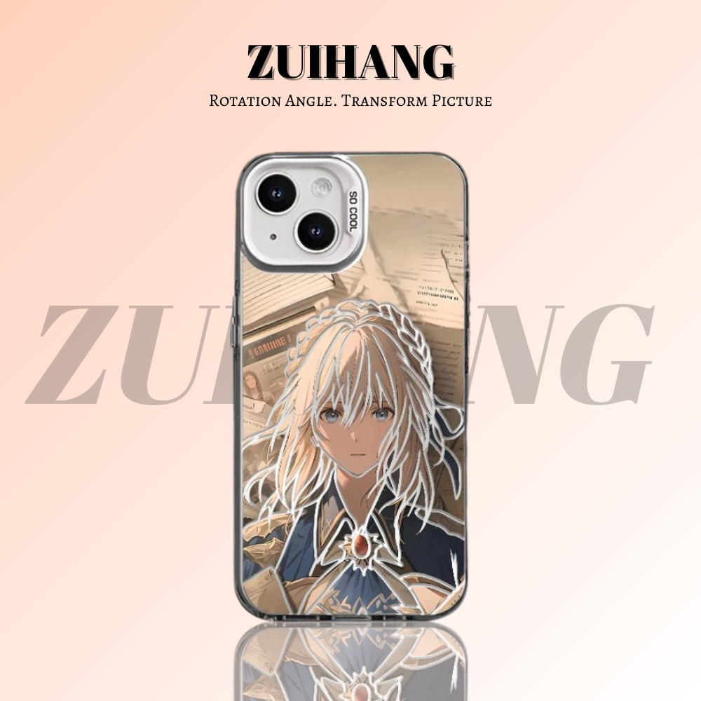 紫羅蘭永恆花園彩銀線條漸變防摔手機殼-ZUIHANG SHOP