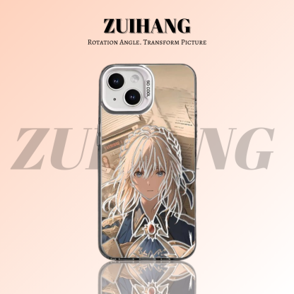 紫羅蘭永恆花園彩銀線條漸變防摔手機殼-ZUIHANG SHOP