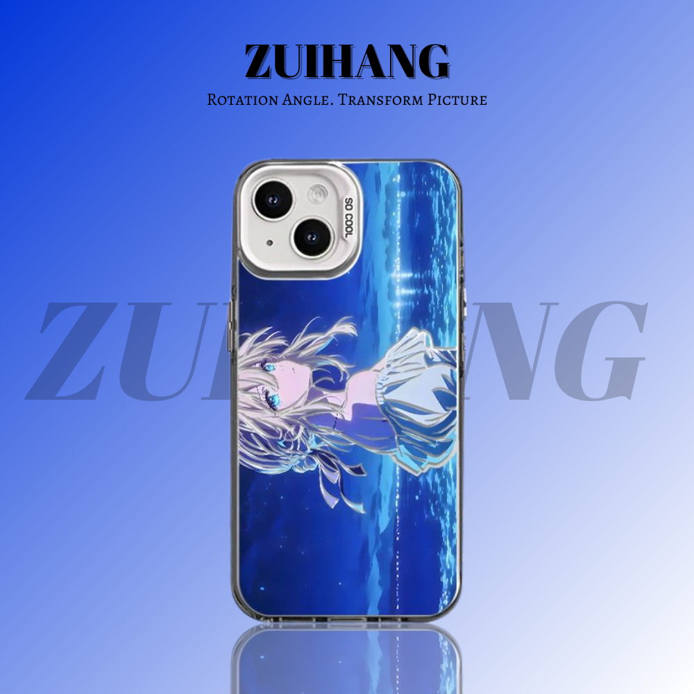 紫羅蘭永恆花園彩銀線條漸變防摔手機殼-ZUIHANG SHOP