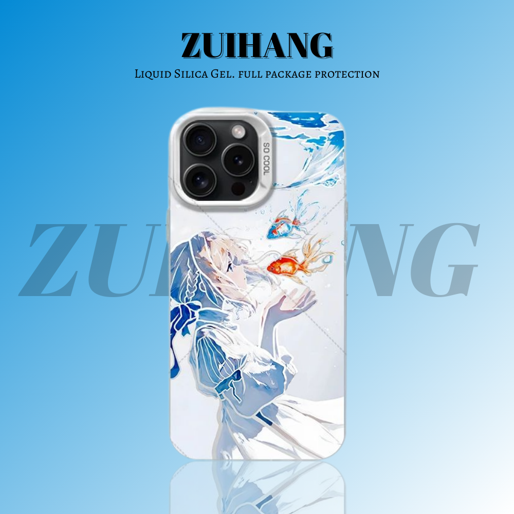 紫羅蘭永恆花園彩銀線條漸變防摔手機殼-ZUIHANG SHOP