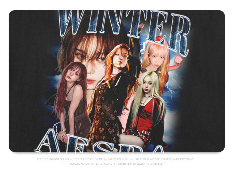 aespa Winter 美式复古水洗做舊T恤