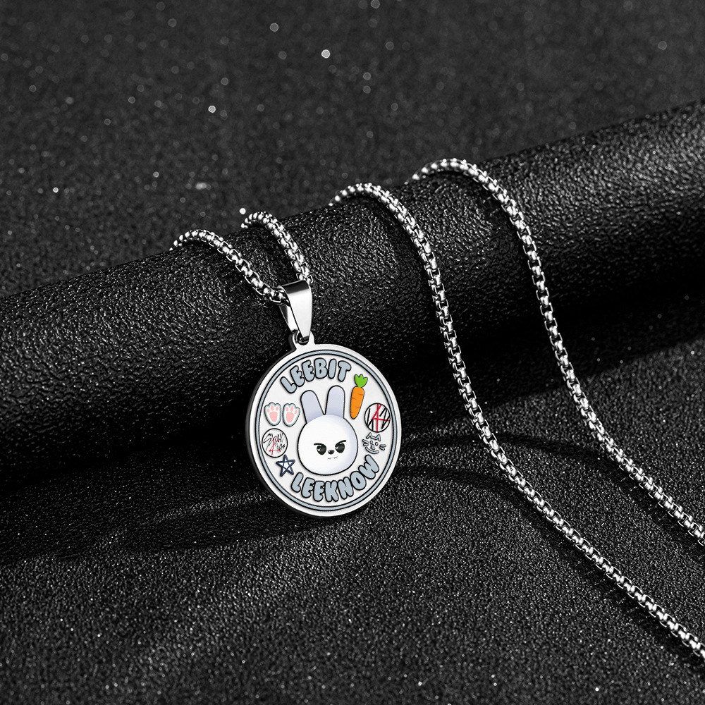 Stray Kids 圓形吊墜項鍊｜不鏽鋼彩印鈦鋼項鍊・K-POP 粉絲飾品