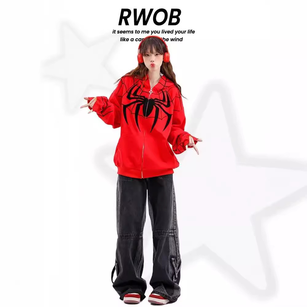 蜘蛛人 Spider-Man 刺繡拉鍊外套｜美式Oversize寬鬆衛衣 情侶潮流外套