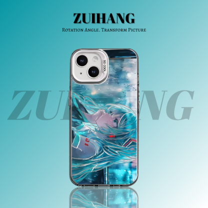 初音未來彩銀線條漸變防摔手機殼-ZUIHANG SHOP