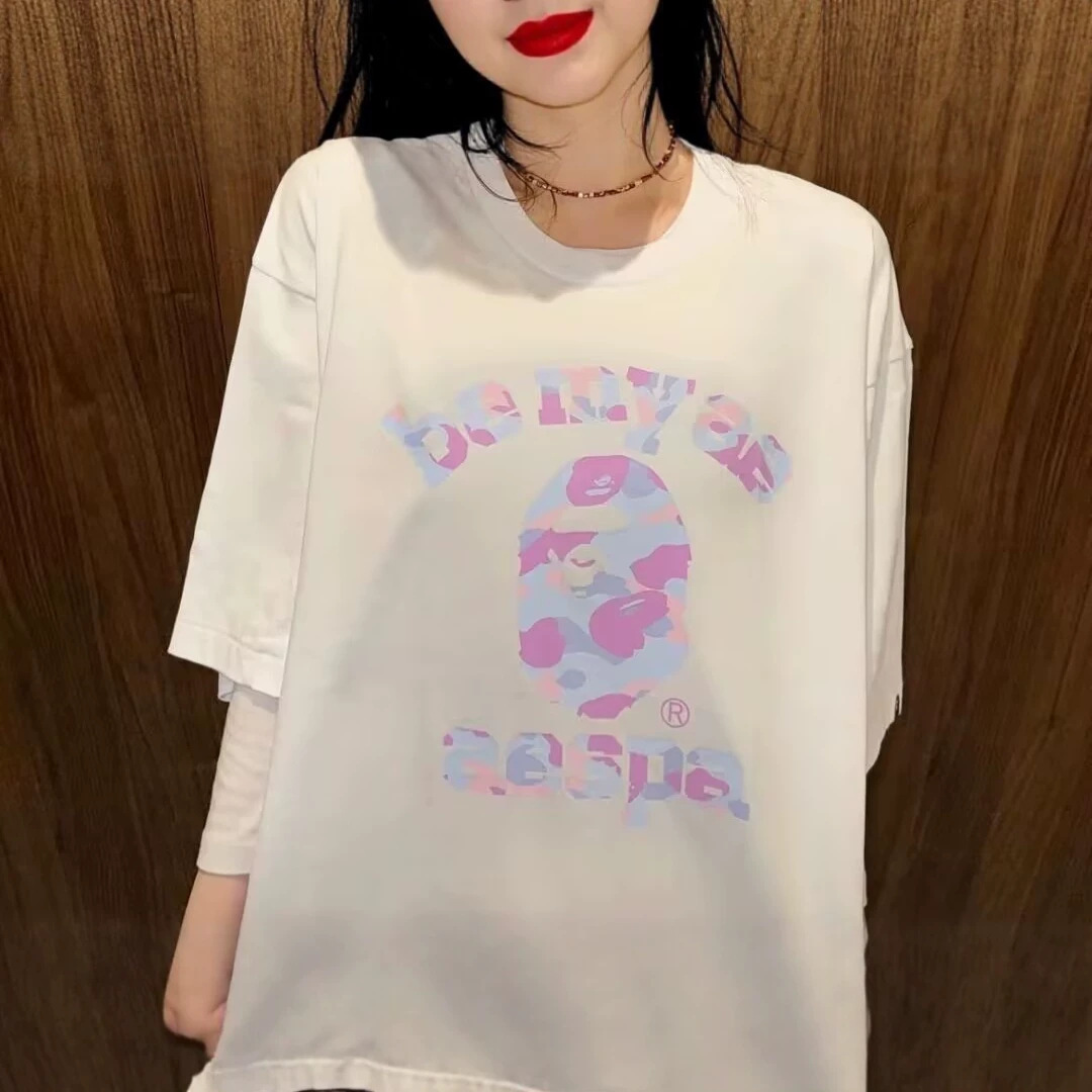 BAPE x AESPA 聯名風格短袖T恤｜純棉潮流上衣 KPOP韓團粉絲周邊
