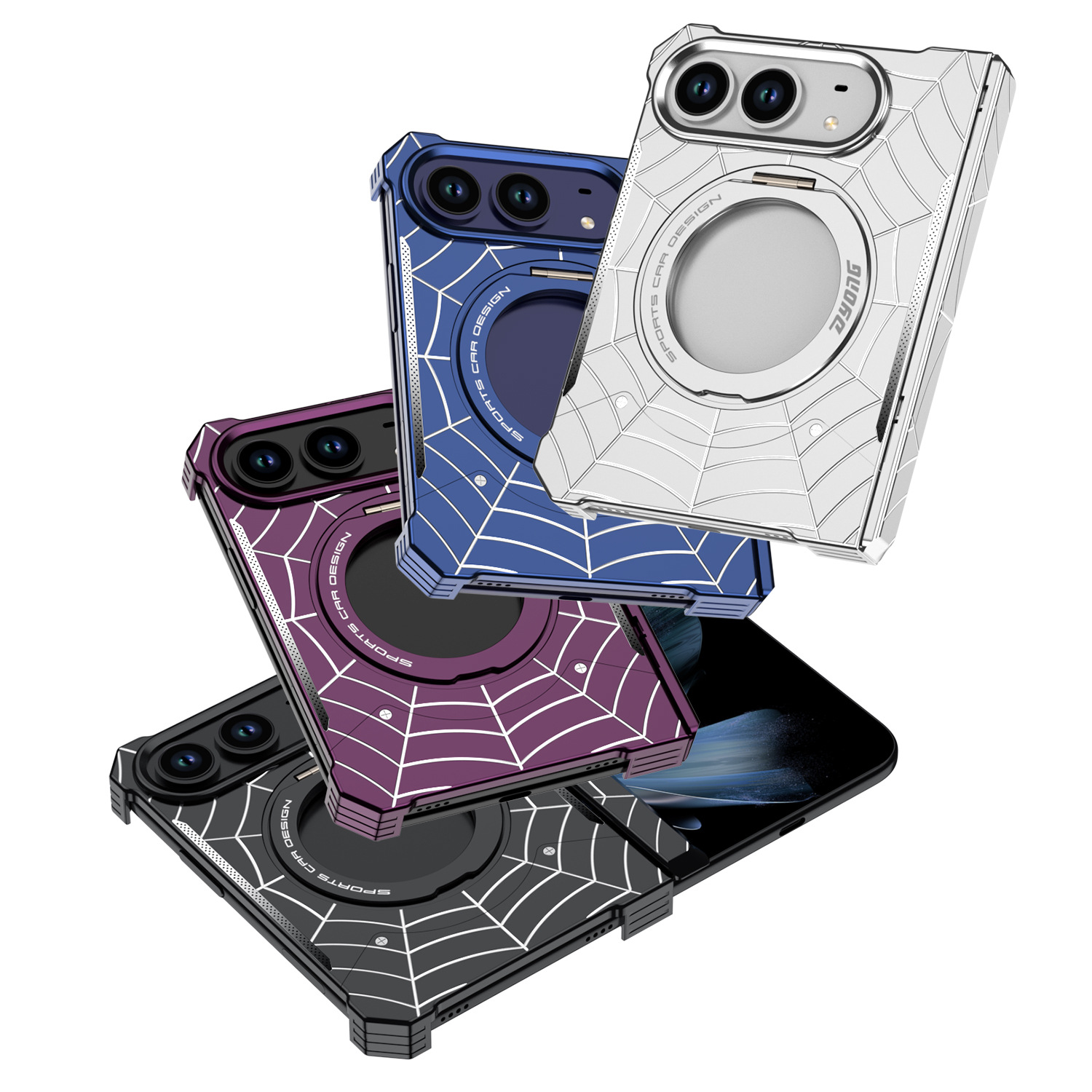 iPhone Duo 蜘蛛系列手機殼｜金屬防摔無邊框・360°中軸防護