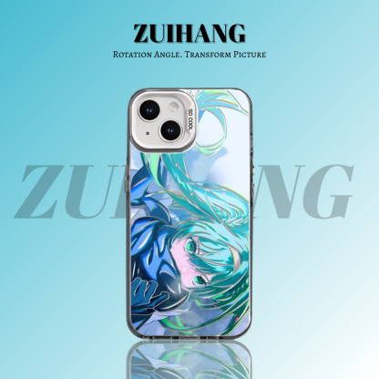 初音未來彩銀線條漸變防摔手機殼-ZUIHANG SHOP