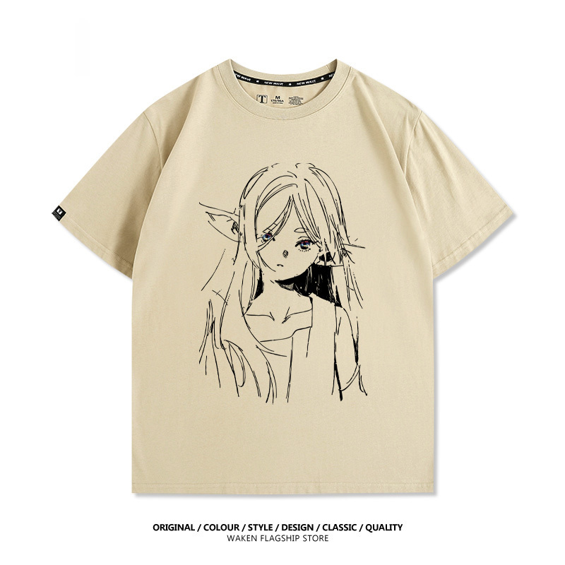 葬送的芙莉蓮 動漫線條 印花短袖T恤-ZUIHANG SHOP