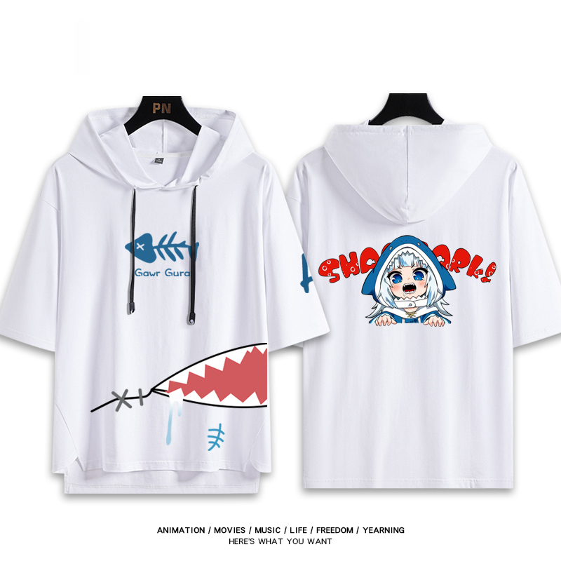 Vtuber HOLOLIVE 連帽短袖T恤 噶嗚·古拉 がうる・ぐら Gawr Gura-ZUIHANG SHOP