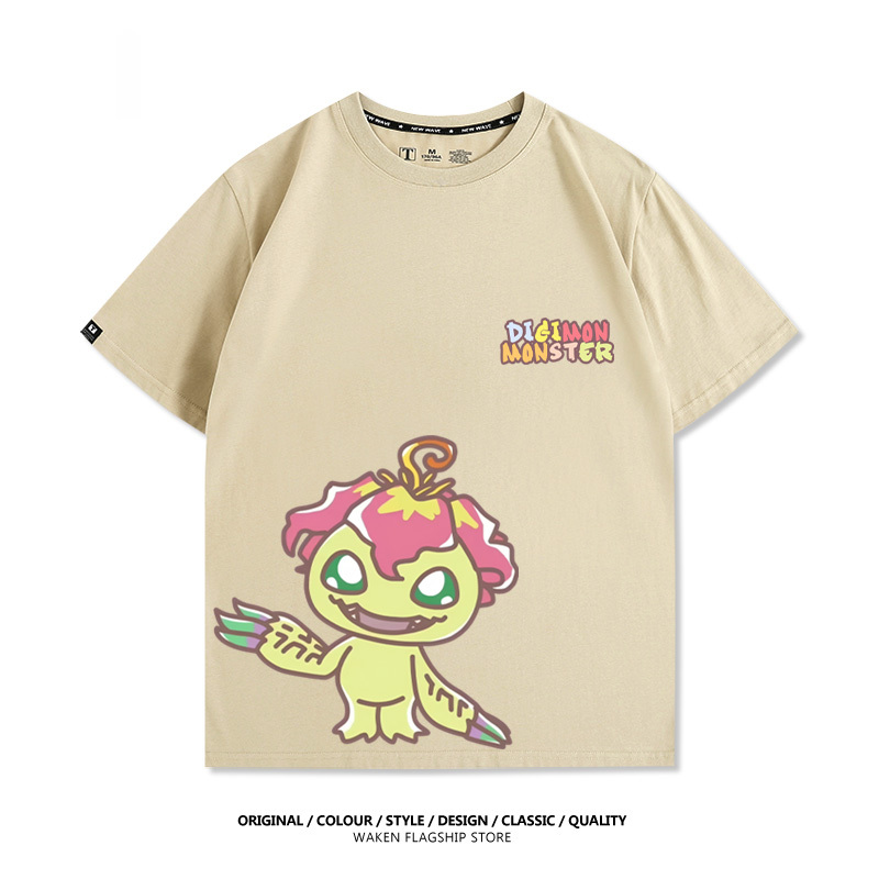 數碼寶貝 2025親子情侶男女同款 印花短袖T恤