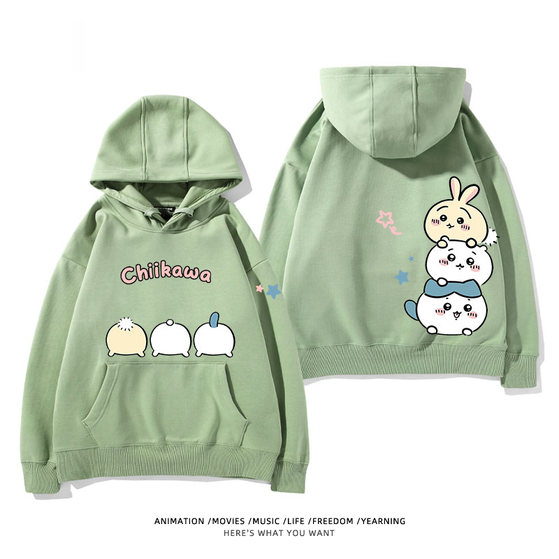 chiikawa 2024秋冬新款親子情侶裝薄絨款連帽衛衣