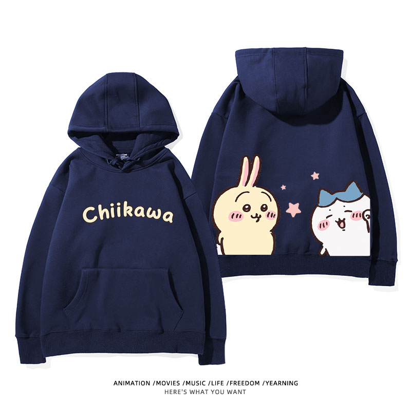 chiikawa 2024秋冬新款親子情侶裝薄絨款連帽衛衣