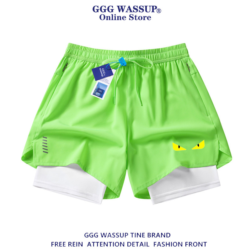 GGG Wassup小怪獸假兩件短褲男款夏季薄款跑步健身訓練籃球三分褲