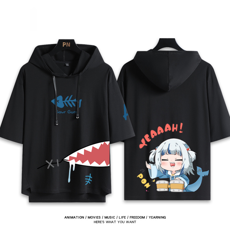 Vtuber HOLOLIVE 連帽短袖T恤 噶嗚·古拉 がうる・ぐら Gawr Gura-ZUIHANG SHOP