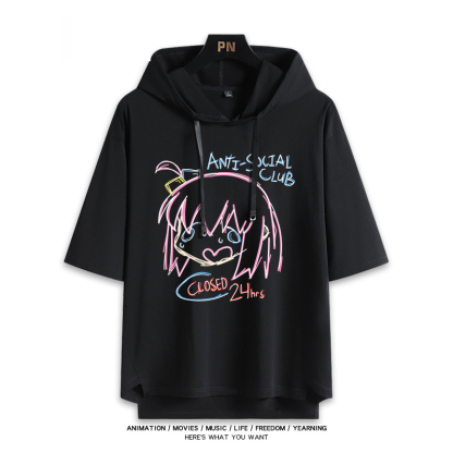 孤獨搖滾新款 親子情侶男女款連帽短袖T恤-ZUIHANG SHOP