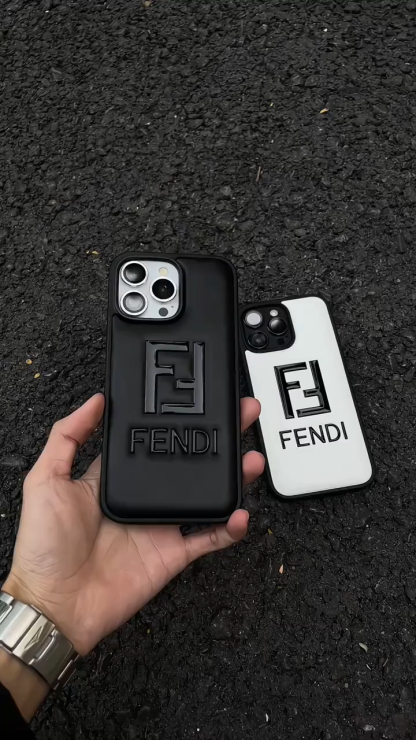 Fendi皮質磨砂全包手機殼