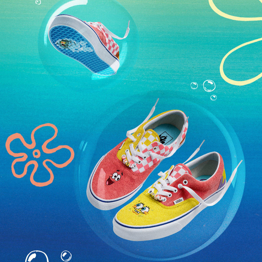 Vans X 海綿寶寶 ERA鴛鴦聯名款休閒滑板鞋
