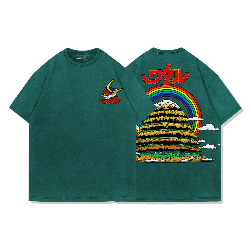 日系復古動漫 魔神英雄傳 創界山 水洗做舊純棉古着寬鬆短袖T恤