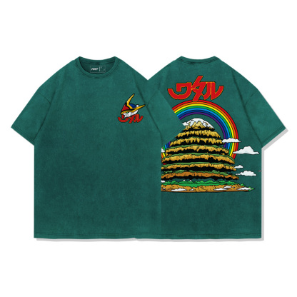 日系復古動漫 魔神英雄傳 創界山 水洗做舊純棉古着寬鬆短袖T恤